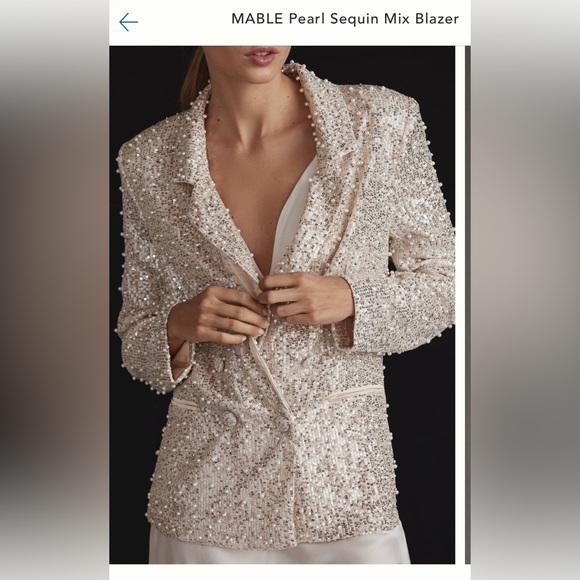 Blazer Jacket sequin pearl Maeve for Anthropologie - Picture 6 of 6